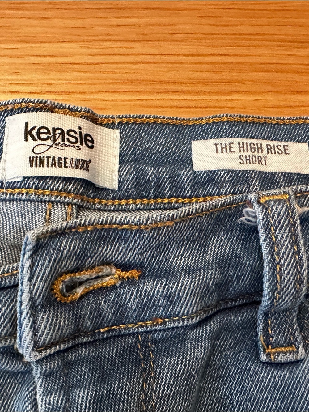 Kensie Vintage High Rise Denim Shorts - Light Blue - Picture 2 of 5